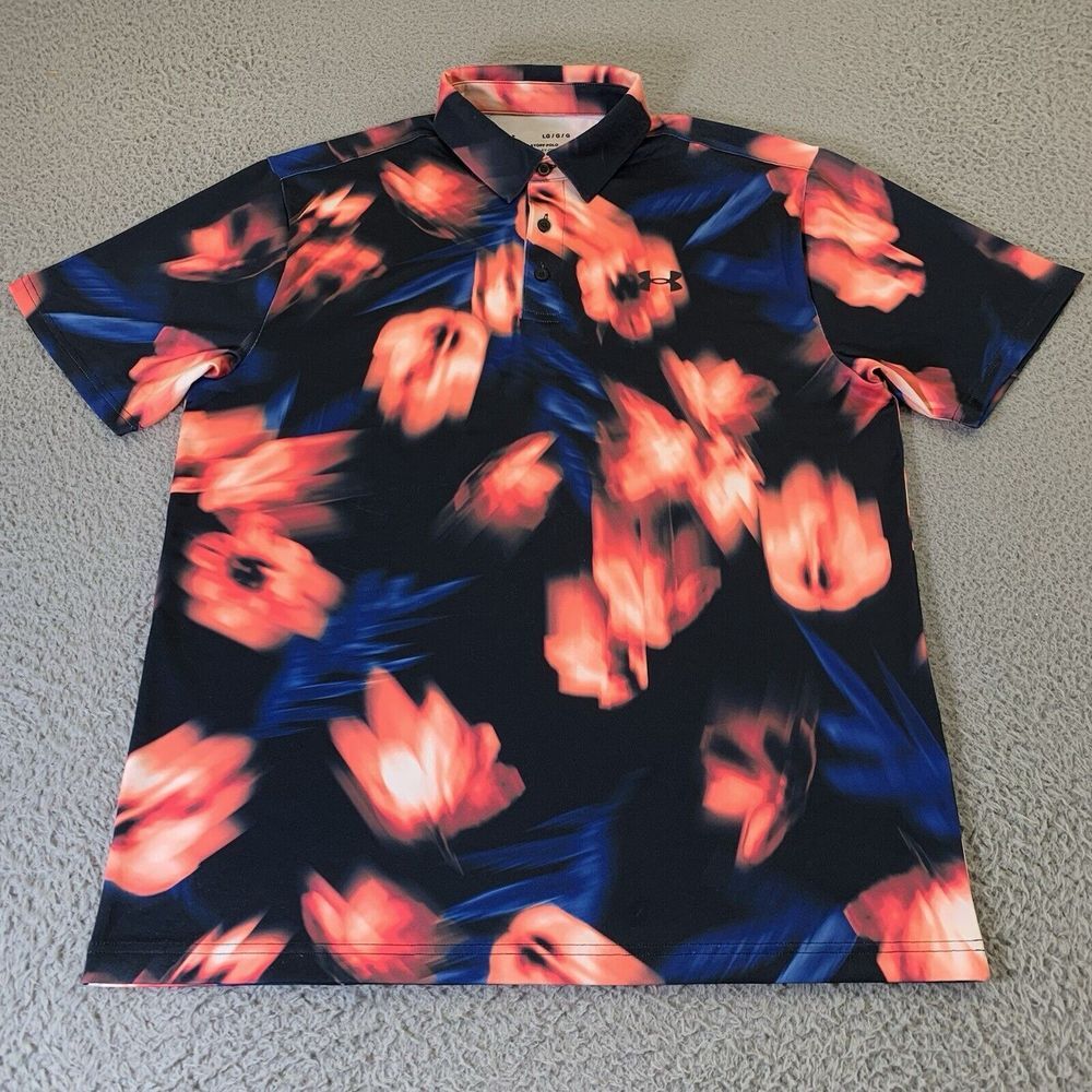 Under Armour The Playoff‎ Polo Mens Large Crocus Blur Graphic Golf Performance